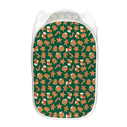 Gingerbread Cookies Pattern Print Mesh Laundry Hamper