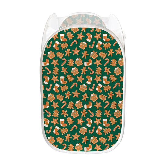 Gingerbread Cookies Pattern Print Mesh Laundry Hamper