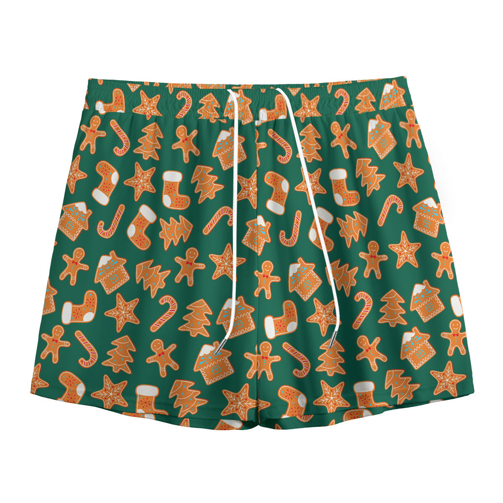 Gingerbread Cookies Pattern Print Mesh Shorts