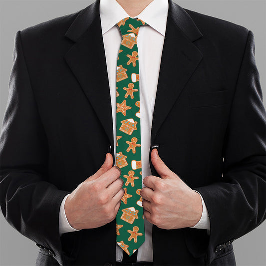 Gingerbread Cookies Pattern Print Necktie