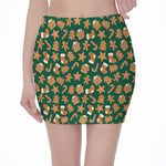 Gingerbread Cookies Pattern Print Pencil Mini Skirt