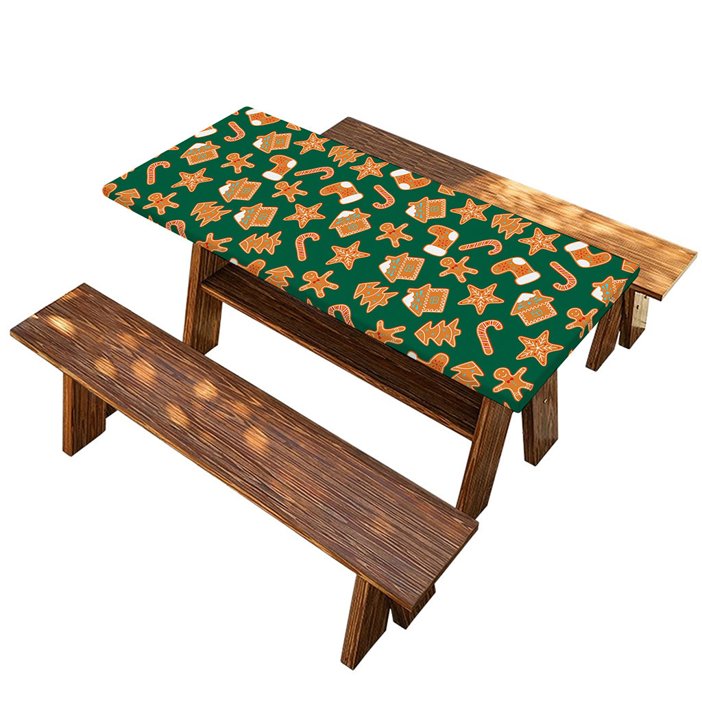 Gingerbread Cookies Pattern Print Picnic Table Cover