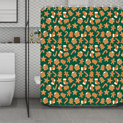 Gingerbread Cookies Pattern Print Polyester Shower Curtain
