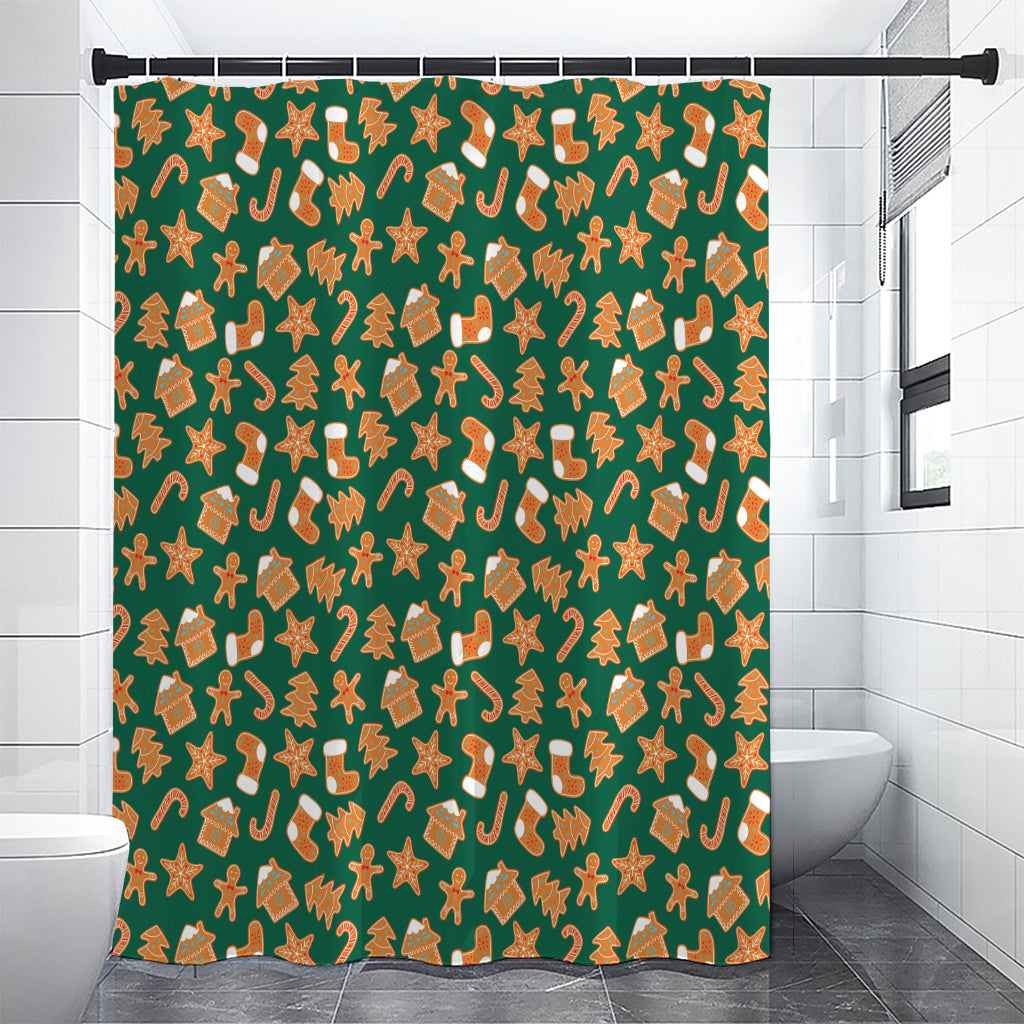 Gingerbread Cookies Pattern Print Premium Shower Curtain