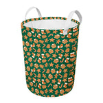 Gingerbread Cookies Pattern Print Round Laundry Basket
