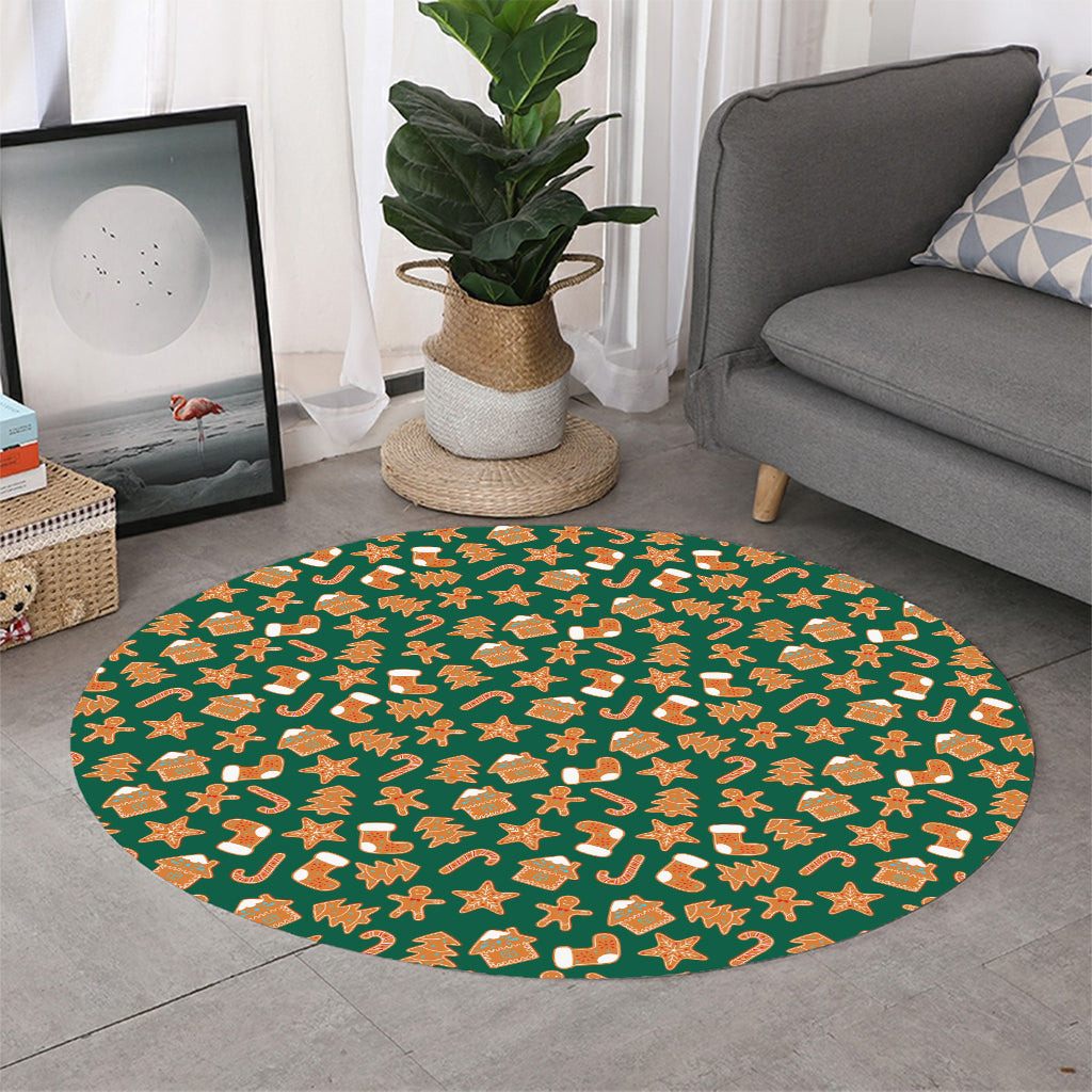 Gingerbread Cookies Pattern Print Round Rug