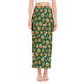 Gingerbread Cookies Pattern Print Side Slit Maxi Skirt