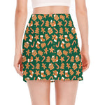 Gingerbread Cookies Pattern Print Side Slit Mini Skirt