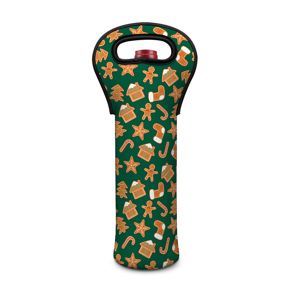 Gingerbread Cookies Pattern Print Single Neoprene Wine Tote