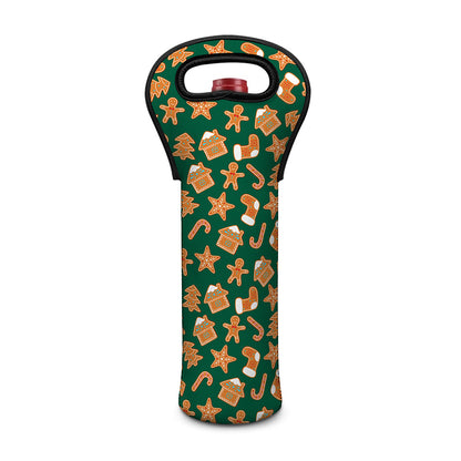 Gingerbread Cookies Pattern Print Single Neoprene Wine Tote