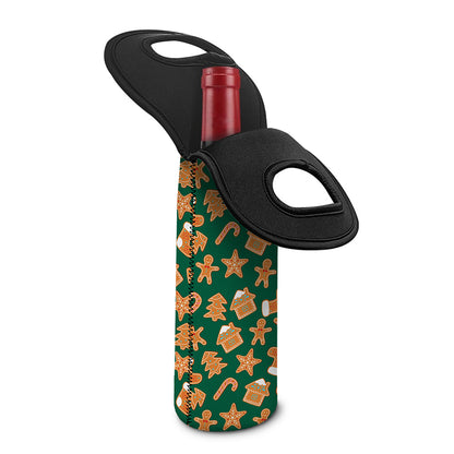 Gingerbread Cookies Pattern Print Single Neoprene Wine Tote