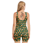 Gingerbread Cookies Pattern Print Sleeveless One Piece Swimsuit