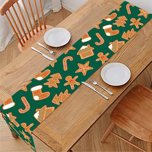 Gingerbread Cookies Pattern Print Table Runner