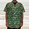 Gingerbread Cookies Pattern Print Textured Short Sleeve Shirt