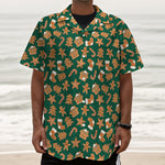 Gingerbread Cookies Pattern Print Textured Short Sleeve Shirt