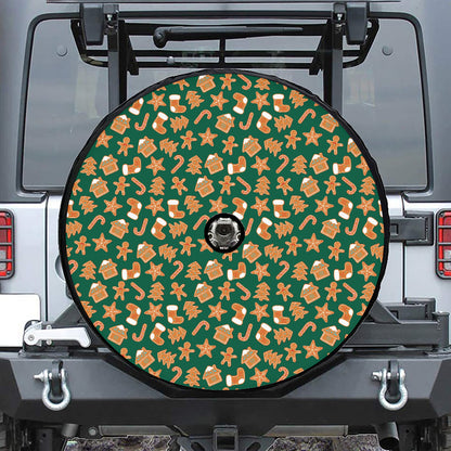 Gingerbread Cookies Pattern Print Tire Cover With Camera Hole