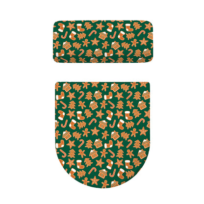 Gingerbread Cookies Pattern Print Toilet Lid And Tank Cover Set