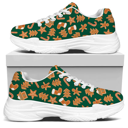 Gingerbread Cookies Pattern Print White Chunky Shoes