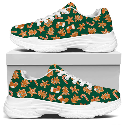Gingerbread Cookies Pattern Print White Chunky Shoes