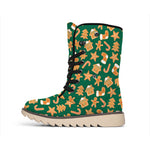 Gingerbread Cookies Pattern Print Winter Boots