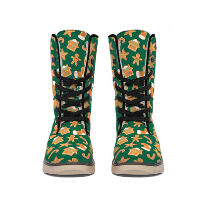Gingerbread Cookies Pattern Print Winter Boots