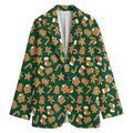 Gingerbread Cookies Pattern Print Women's Cotton Blazer
