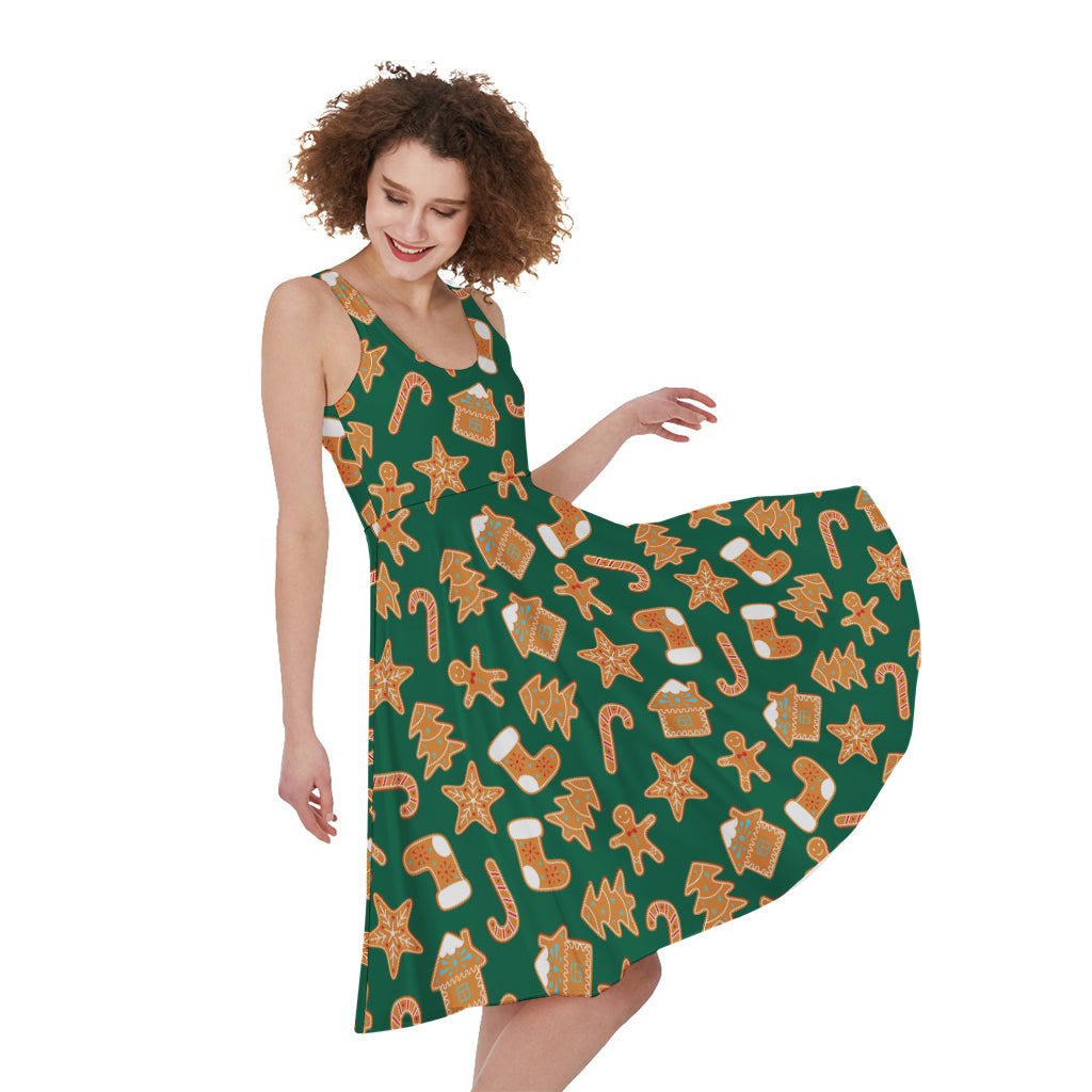 Gingerbread Cookies Pattern Print Women's Sleeveless Dress