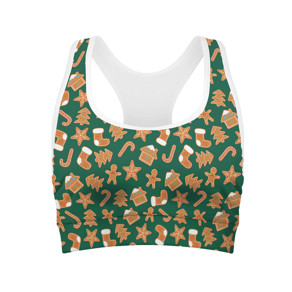 Gingerbread Cookies Pattern Print Women's Sports Bra