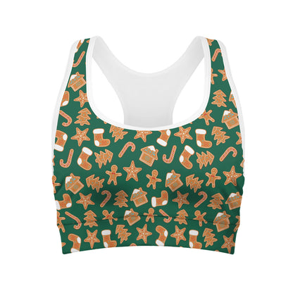 Gingerbread Cookies Pattern Print Women's Sports Bra