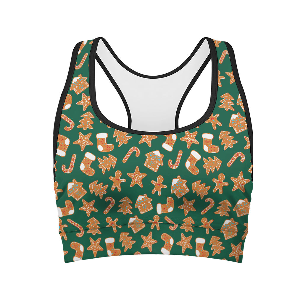 Gingerbread Cookies Pattern Print Women's Sports Bra