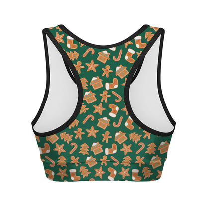 Gingerbread Cookies Pattern Print Women's Sports Bra