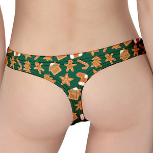 Gingerbread Cookies Pattern Print Women's Thong