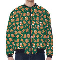 Gingerbread Cookies Pattern Print Zip Sleeve Bomber Jacket