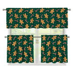 Gingerbread Man Cookies Pattern Print 3 Piece Kitchen Curtains