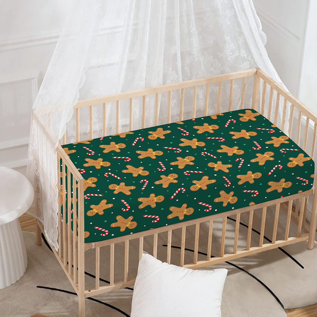 Gingerbread Man Cookies Pattern Print Baby Crib Sheet
