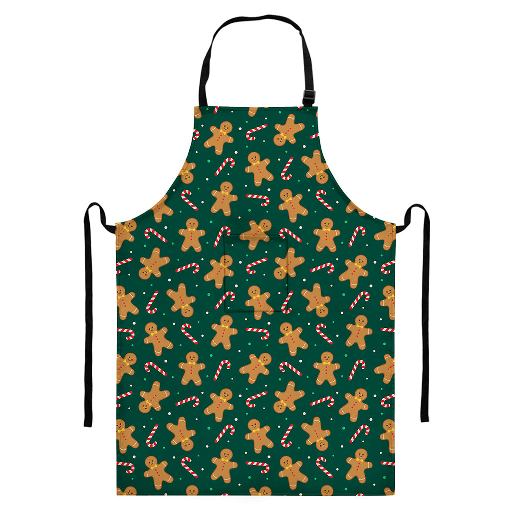 Gingerbread Man Cookies Pattern Print Bib Apron With Pocket