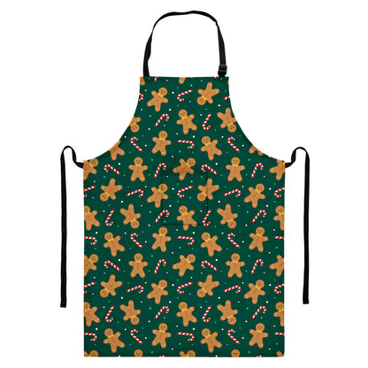 Gingerbread Man Cookies Pattern Print Bib Apron With Pocket