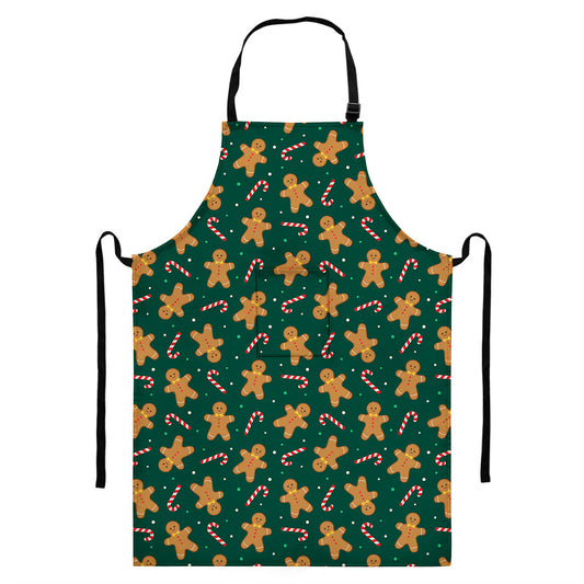 Gingerbread Man Cookies Pattern Print Bib Apron With Pocket