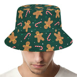 Gingerbread Man Cookies Pattern Print Bucket Hat