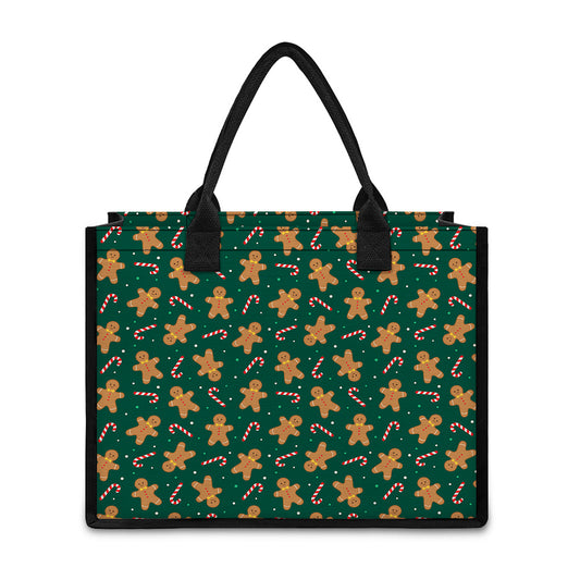 Gingerbread Man Cookies Pattern Print Canvas Tote Bag