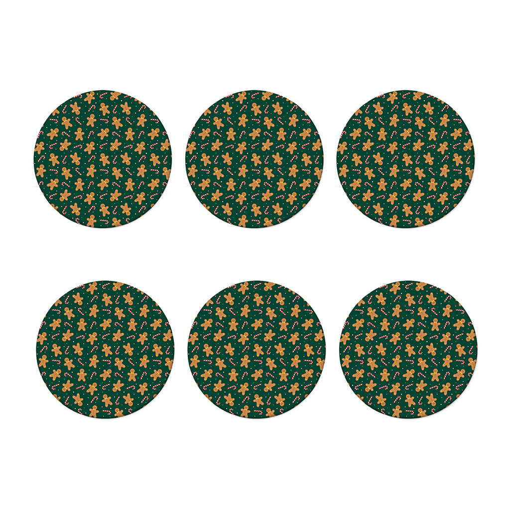 Gingerbread Man Cookies Pattern Print Coaster Set