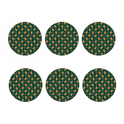 Gingerbread Man Cookies Pattern Print Coaster Set