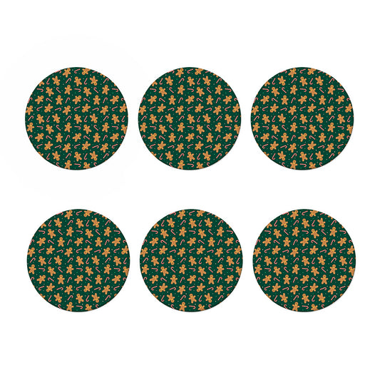Gingerbread Man Cookies Pattern Print Coaster Set