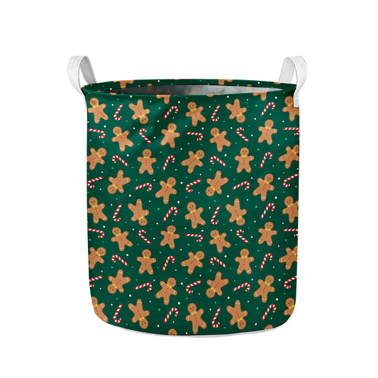 Gingerbread Man Cookies Pattern Print Collapsible Laundry Basket
