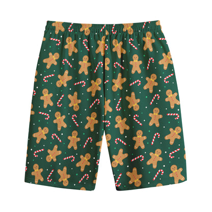 Gingerbread Man Cookies Pattern Print Cotton Shorts