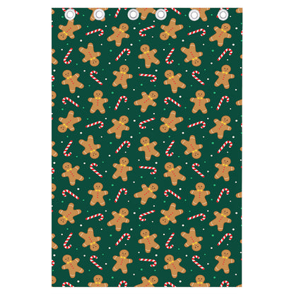 Gingerbread Man Cookies Pattern Print Curtain