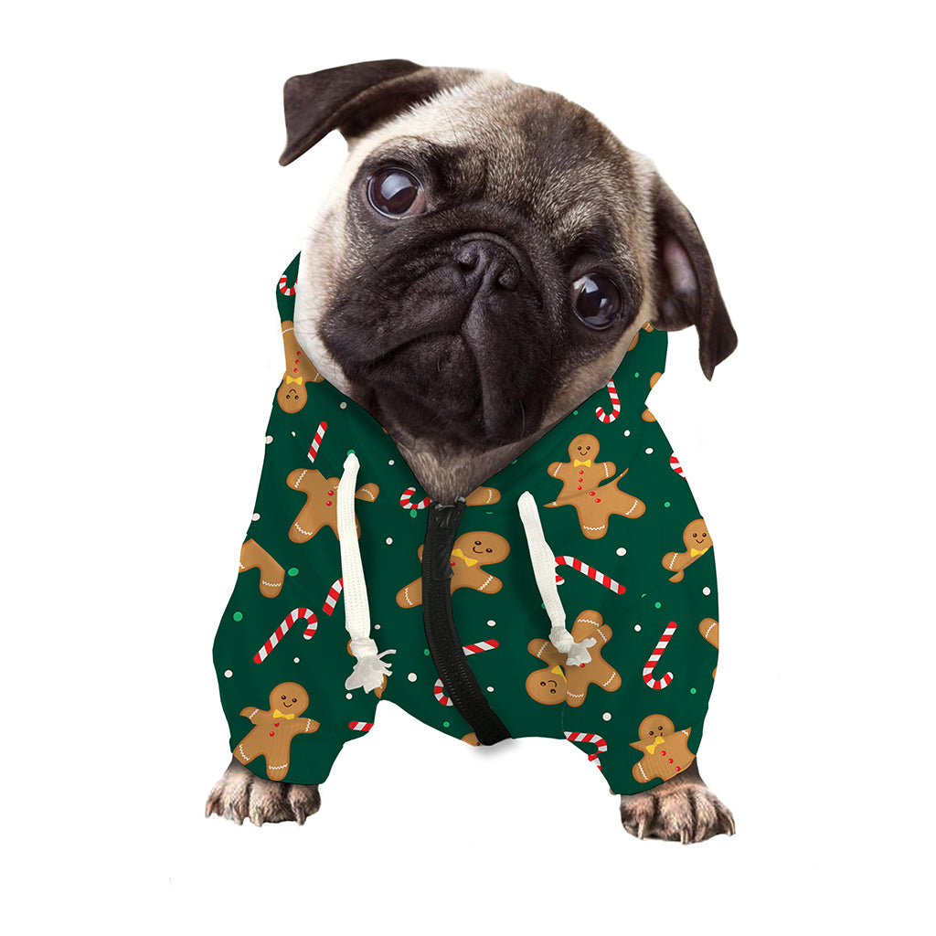Gingerbread Man Cookies Pattern Print Dog Zip Up Hoodie