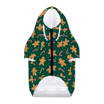 Gingerbread Man Cookies Pattern Print Dog Zip Up Hoodie