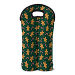 Gingerbread Man Cookies Pattern Print Double Neoprene Wine Tote