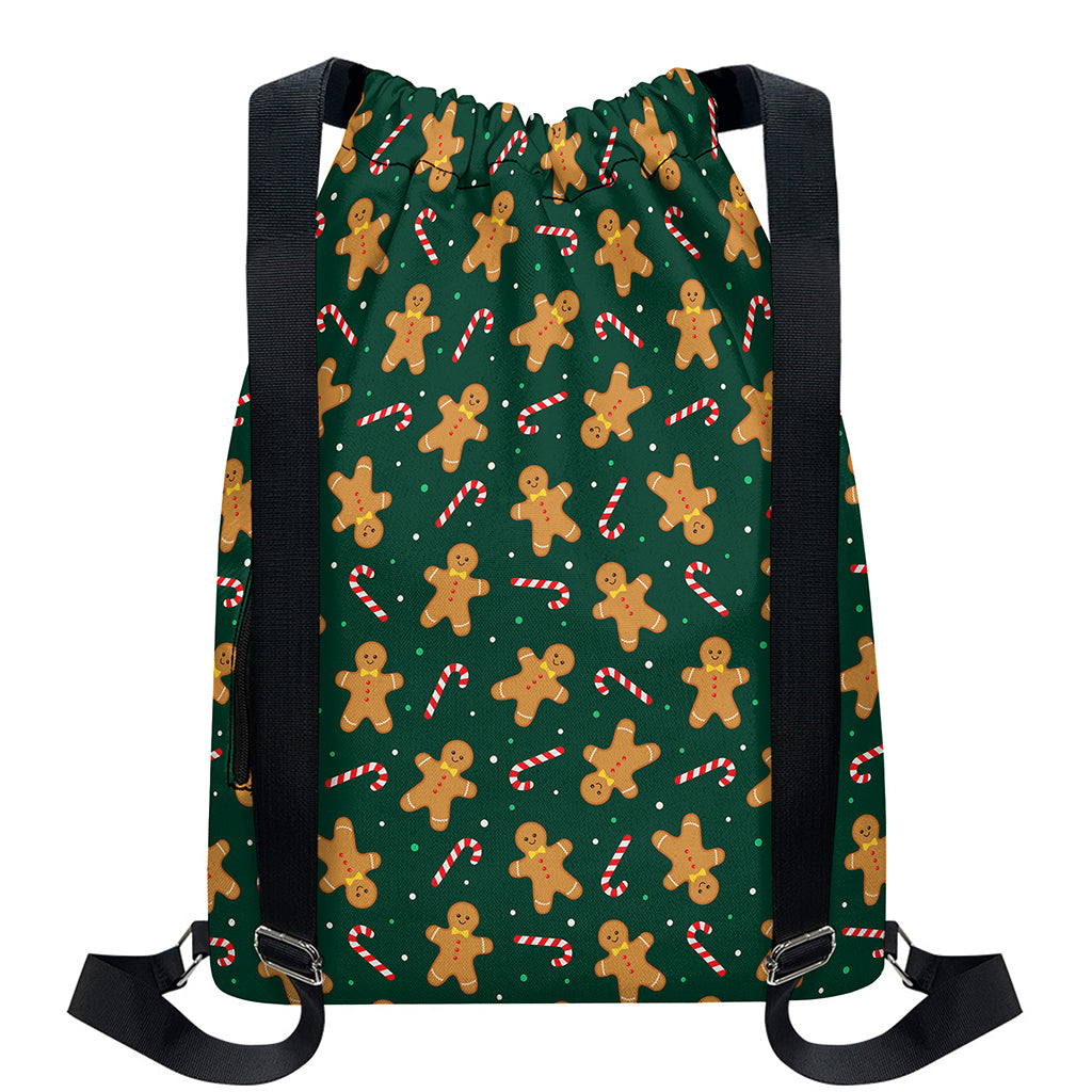 Gingerbread Man Cookies Pattern Print Drawstring Backpack
